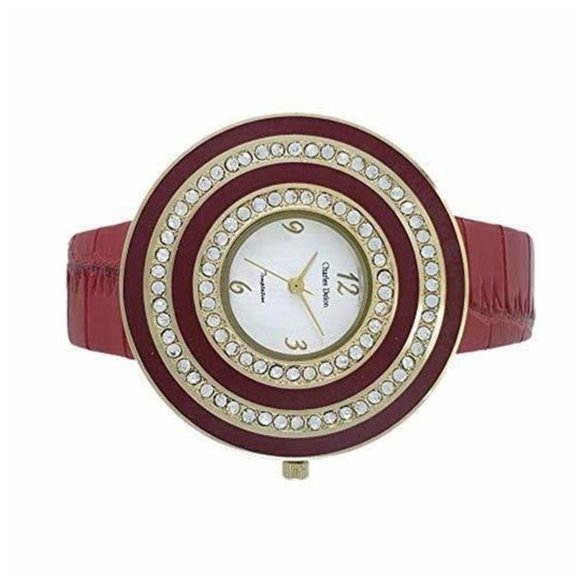 Charles Delon Casual Style Red/Gold Watch - Picture 3 of 3